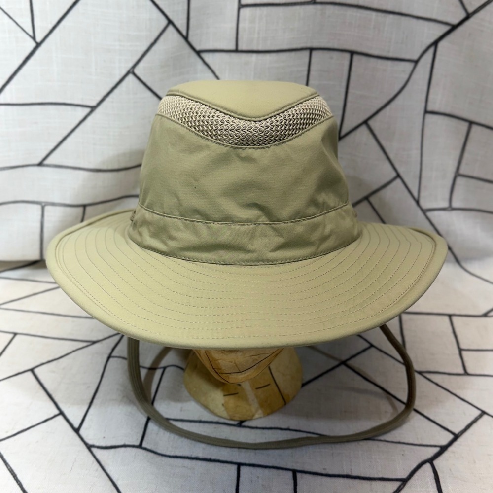 Tilley Airflo LTM5 Sun Hat 7 3/8 Khaki Tan Mesh Ventilation Wide Brim Hiking